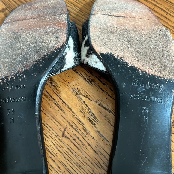 VTG Animal Fur Black&White AnnTaylor BlockHeelMule. S:7.5M.All Leather. Italy🎉 - Picture 7 of 7